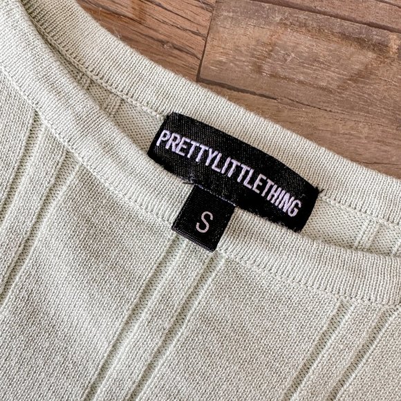 PrettyLittleThing Green Contrast Binding Knit Bodysuit - Picture 9 of 9